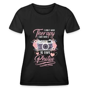 Camera Photographer Fantasy Photoshoot - Women's Functional T-Shirt - black - Front - AI Model Female 172 light (172cm)