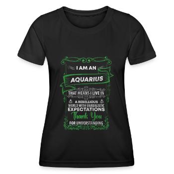 Superstition d’anniversaire du Verseau - T-shirt sport Femme - noir - Devant - AI Model Female 172 light (172cm)