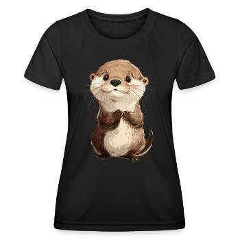 Süßer Baby Otter - Frauen Funktions-T-Shirt - Schwarz - Vorne - AI Model Female 172 light (172cm)