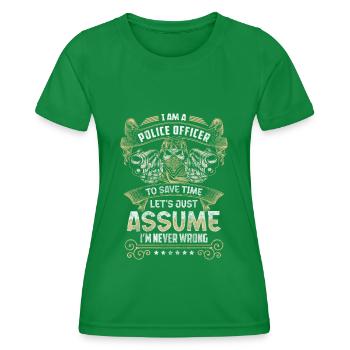 Menottes en uniforme de police - T-shirt sport Femme - vert - Devant - AI Model Female 172 dark (172cm)