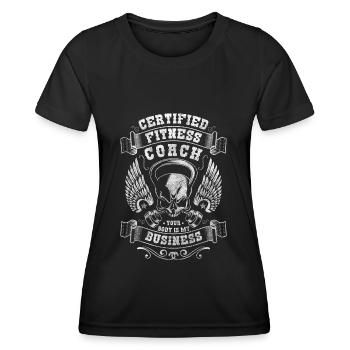 Trainer Muscles Pumping Développé couché - T-shirt sport Femme - noir - Devant - AI Model Female 172 light (172cm)