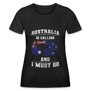 Voyage dans l’Outback Animal Kookaburra - T-shirt sport Femme - noir - Devant - AI Model Female 172 light (172cm)