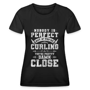 Sport Sieger Curlingsteine Wischer - Frauen Funktions-T-Shirt - Schwarz - Vorne - AI Model Female 172 light (172cm)