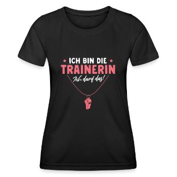 Trainerin Humor Fußballtrainerin - Frauen Funktions-T-Shirt - Schwarz - Vorne - AI Model Female 172 light (172cm)