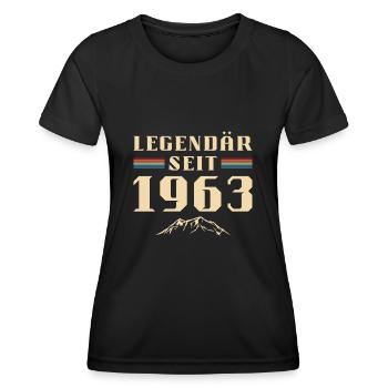 Retro Vintage Berge Jahrgang 1963 Geburtstag - Frauen Funktions-T-Shirt - Schwarz - Vorne - AI Model Female 172 light (172cm)