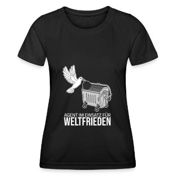 World Peace - Agent in Action - Women's Functional T-Shirt - black - Front - AI Model Female 172 light (172cm)