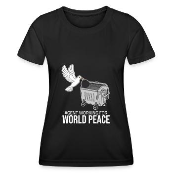 Agent working for World Peace - Dove of Peace - Women's Functional T-Shirt - black - Front - AI Model Female 172 light (172cm)
