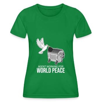 Agent œuvrant pour la Paix dans le Monde - Dove of Peace - T-shirt sport Femme - vert - Devant - AI Model Female 172 dark (172cm)