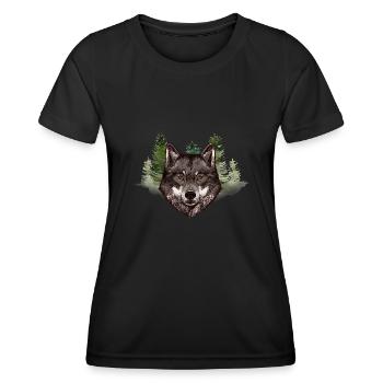 Wolf Grey Forest Wild Wildlife Creature - Women's Functional T-Shirt - black - Front - AI Model Female 172 light (172cm)
