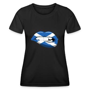 Scotland Flag Lips Mouth Alba GB UK Scotswoman - Women's Functional T-Shirt - black - Front - AI Model Female 172 light (172cm)