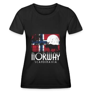 RETRO NORWEGEN SKANDINAVIEN NOREG NORGE NORWEGISCH - Frauen Funktions-T-Shirt - Schwarz - Vorne - AI Model Female 172 light (172cm)