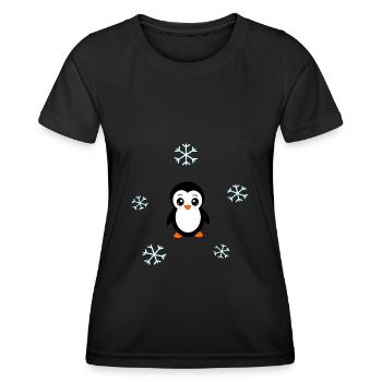 Kawaii Pingouin Kawaii Animaux Coeur - T-shirt sport Femme - noir - Devant - AI Model Female 172 light (172cm)