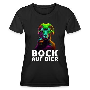 Bock auf Bier Spruch Ziege JGA Party - Frauen Funktions-T-Shirt - Schwarz - Vorne - AI Model Female 172 light (172cm)