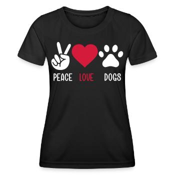Frieden Liebe Hunde - Frauen Funktions-T-Shirt - Schwarz - Vorne - AI Model Female 172 light (172cm)