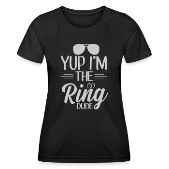 Ring Dude Ring Bearer Wedding Wedding Wedding Ring - Women's Functional T-Shirt - black - Front - AI Model Female 172 light (172cm)
