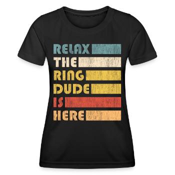 Ring Dude Ring Bearer Wedding Wedding Wedding Ring - Women's Functional T-Shirt - black - Front - AI Model Female 172 light (172cm)