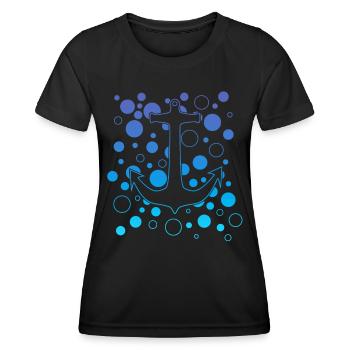 Anker Skipper Kapitän - Frauen Funktions-T-Shirt - Schwarz - Vorne - AI Model Female 172 light (172cm)
