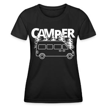 Caravane caravane caravane sort camper bus - T-shirt sport Femme - noir - Devant - AI Model Female 172 light (172cm)