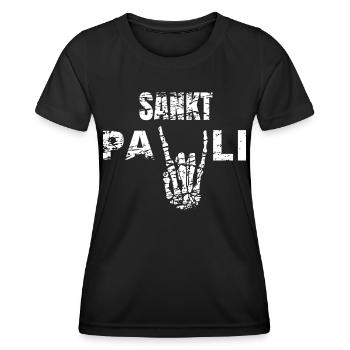 St Pauli. Éventail St pauli Éventail Paulianer Hamburger - T-shirt sport Femme - noir - Devant - AI Model Female 172 light (172cm)