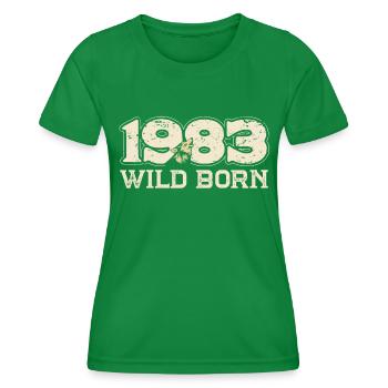 BC 1983 Né à l’état sauvage - T-shirt sport Femme - vert - Devant - AI Model Female 172 dark (172cm)