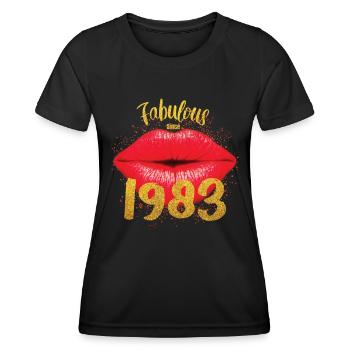 Fabuleux depuis 1983 - T-shirt sport Femme - noir - Devant - AI Model Female 172 light (172cm)