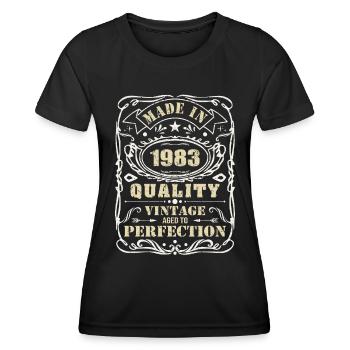 Qualité Made in 1983 - T-shirt sport Femme - noir - Devant - AI Model Female 172 light (172cm)