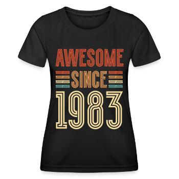 ST Génial depuis 1983 - T-shirt sport Femme - noir - Devant - AI Model Female 172 light (172cm)