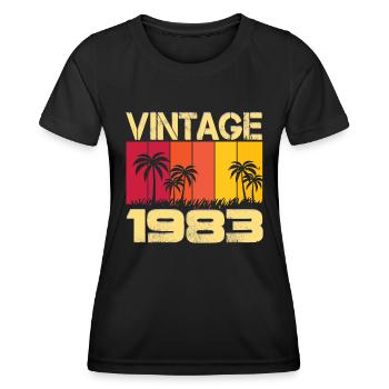 Millésime 1983 - palmiers ensoleillés - T-shirt sport Femme - noir - Devant - AI Model Female 172 light (172cm)