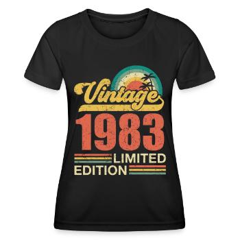 Millésime 1983 édition limitée - T-shirt sport Femme - noir - Devant - AI Model Female 172 light (172cm)