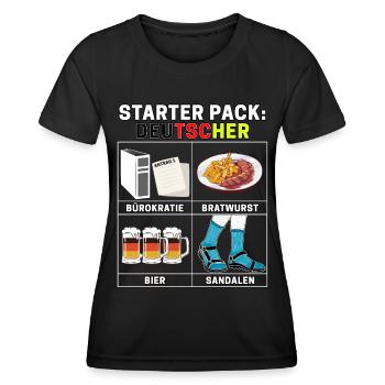 Funny starter pack sayings Typical German dad - Women's Functional T-Shirt - black - Front - AI Model Female 172 light (172cm)