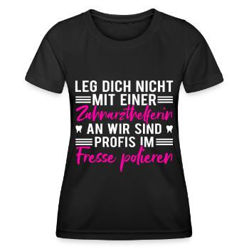 Zahnarzthelferin Fresse polieren Zahnmediziner - Frauen Funktions-T-Shirt - Schwarz - Vorne - AI Model Female 172 light (172cm)