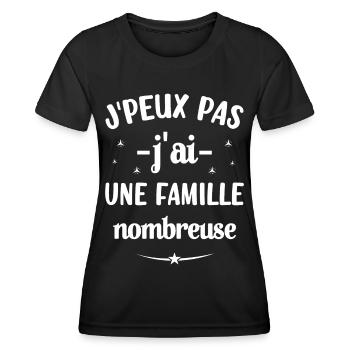 J'peux pas j'ai une famille nombreuse - T-shirt sport Femme - noir - Devant - AI Model Female 172 light (172cm)