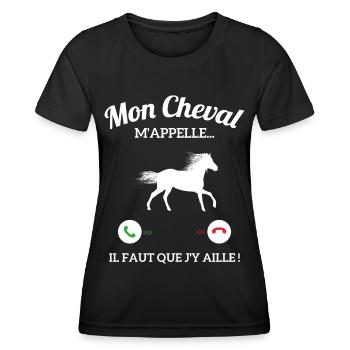 Mon Cheval M'appelle Il Faut Que J'y Aille - T-shirt sport Femme - noir - Devant - AI Model Female 172 light (172cm)