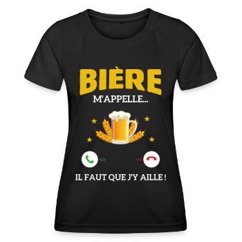 La Bière m'appelle faut que j'y aille ! - T-shirt sport Femme - noir - Devant - AI Model Female 172 light (172cm)