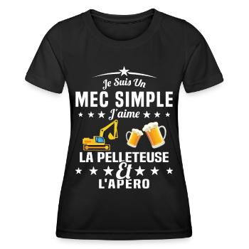 Un Mec Simple J'aime La Pelleteuse Et L'apéro - T-shirt sport Femme - noir - Devant - AI Model Female 172 light (172cm)