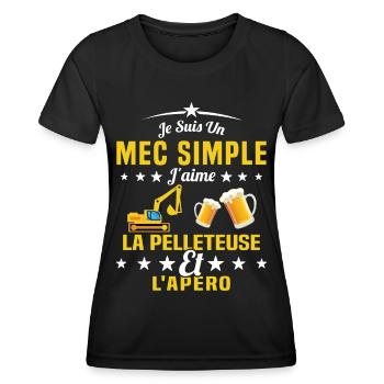 Un Mec Simple J'aime La Pelleteuse Et L'apéro - T-shirt sport Femme - noir - Devant - AI Model Female 172 light (172cm)