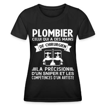 Homme Cadeau drôle plombiers Humour - T-shirt sport Femme - noir - Devant - AI Model Female 172 light (172cm)