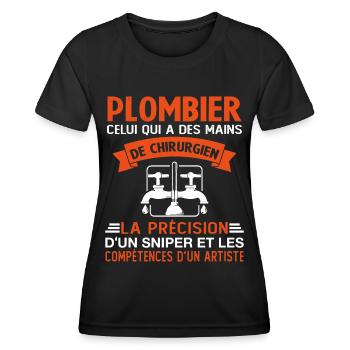 Homme Cadeau drôle plombiers Humour - T-shirt sport Femme - noir - Devant - AI Model Female 172 light (172cm)