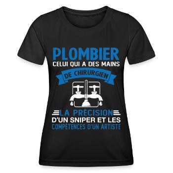 Homme Cadeau drôle plombiers Humour - T-shirt sport Femme - noir - Devant - AI Model Female 172 light (172cm)