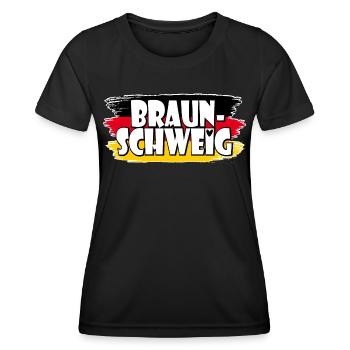 Braunschweig Germany Flag - Women's Functional T-Shirt - black - Front - AI Model Female 172 light (172cm)