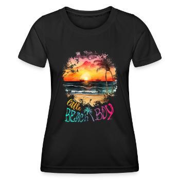 Little Beach Boy Summer Surfer Vibes - Frauen Funktions-T-Shirt - Schwarz - Vorne - AI Model Female 172 light (172cm)