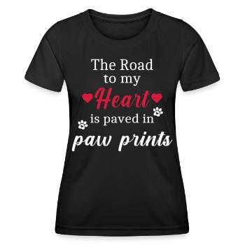 Le chemin vers mon cœur est avec des empreintes de pattes - T-shirt sport Femme - noir - Devant - AI Model Female 172 light (172cm)