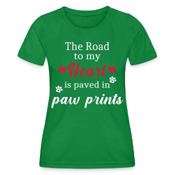 The way to my heart is with paw prints - Women's Functional T-Shirt - kelly green - Front - AI Model Female 172 dark (172cm)