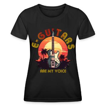 Sunset Gitarre Geschenk - Frauen Funktions-T-Shirt - Schwarz - Vorne - AI Model Female 172 light (172cm)