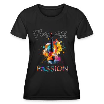 Geige Violine Musiker Geschenk - Frauen Funktions-T-Shirt - Schwarz - Vorne - AI Model Female 172 light (172cm)