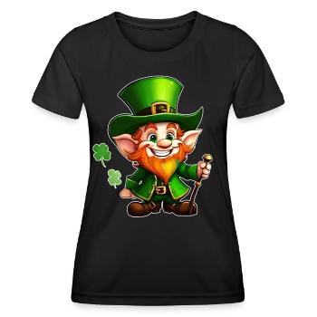 Saint Patricks Day Irish Kobold Leprechaun Wichtel - Frauen Funktions-T-Shirt - Schwarz - Vorne - AI Model Female 172 light (172cm)