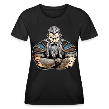 Fier Viking avec des tatouages - T-shirt sport Femme - noir - Devant - AI Model Female 172 light (172cm)