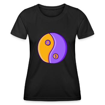 Bitcoin BTC Yin Yang Symbol - Frauen Funktions-T-Shirt - Schwarz - Vorne - AI Model Female 172 light (172cm)
