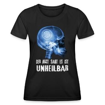 Bitcoin BTC Der Arzt Sagt es ist unheilbar - Frauen Funktions-T-Shirt - Schwarz - Vorne - AI Model Female 172 light (172cm)