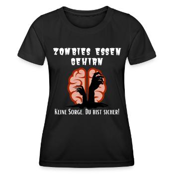 Zombies Gehirn - Provokation Beleidigung Spruch - Frauen Funktions-T-Shirt - Schwarz - Vorne - AI Model Female 172 light (172cm)